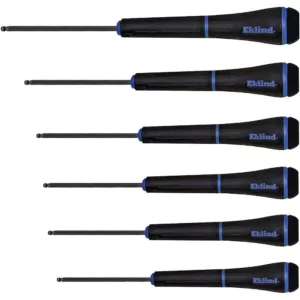 Eklind Ball-Hex Series PSD Precision Screwdriver Set with Pouch Sizes 1.3 mm to 4 mm (6-Piece)