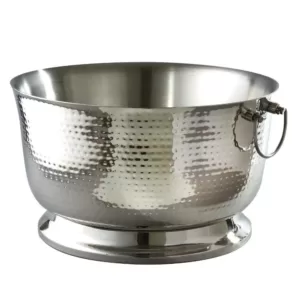 Elegance 5.75 Gal. Hammered Stainless Steel Party Tub with Double Wall Insulation and Carrying Handles