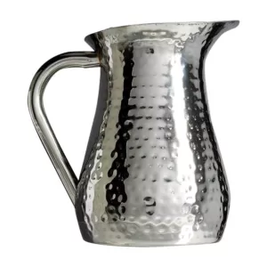 Elegance 72 oz.Hammered Stainless Steel Water Pitcher with Ice Guard