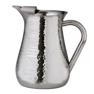 Elegance 72 oz.Hammered Stainless Steel Water Pitcher with Ice Guard