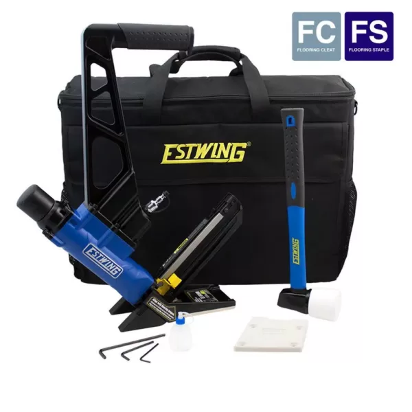 Estwing Pneumatic 2-in-1 15.5-Gauge and 16-Gauge 2 in. Flooring Nailer and Stapler with Bag