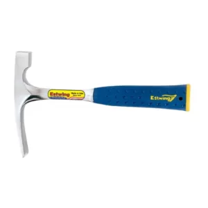 Estwing 20 oz. Solid Steel Bricklayer with Blue Vinyl Shock Reduction Grip and Patented End Cap