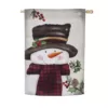 Evergreen 28 in. x 44 in. Smiling Snowman House Textured Suede Flag