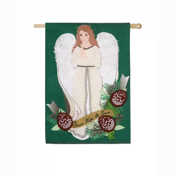 Evergreen 28 in. x 44 in. Peace Love Hope Angel House Linen Flag
