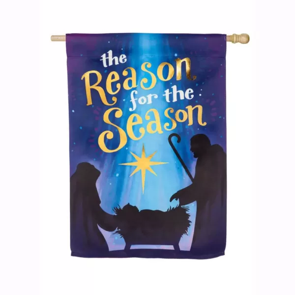 Evergreen 28 in. x 44 in. Reason for the Season House Suede Flag