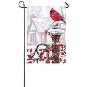 Evergreen 18 in. x 12.5 in. Winter Cardinal Garden Satin Flag