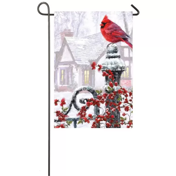 Evergreen 18 in. x 12.5 in. Winter Cardinal Garden Satin Flag