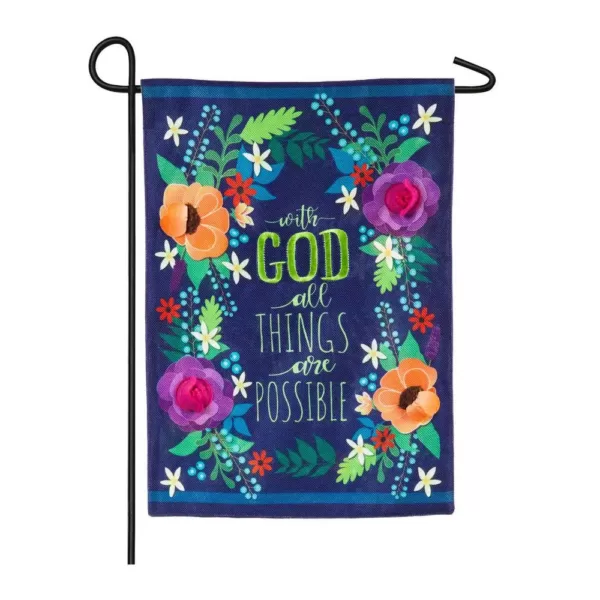 Evergreen 18 in. x 12.5 in. All Things Are Possible Garden Burlap Flag