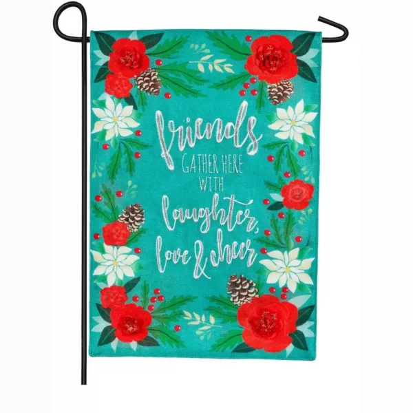 Evergreen 18 in. x 12.5 in. Laughter Love and Cheer Garden Burlap Flag