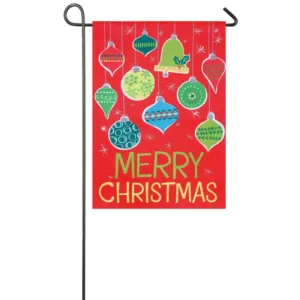 Evergreen 18 in. x 12.5 in. Merry Christmas Ornaments Garden Suede Flag