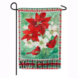 Evergreen 18 in. x 12.5 in. Christmas Floral Garden Suede Flag