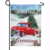 Evergreen 18 in. x 12.5 in. Christmas Farm Pickup Garden Suede Flag