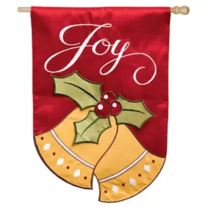 Evergreen 28 in. x 44 in. Joyful Christmas Bells House Applique Flag
