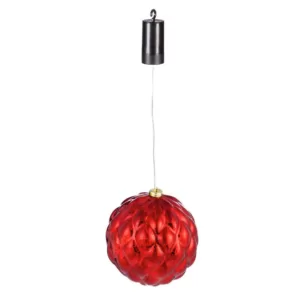 Evergreen 8 in. Red Shatterproof LED Ball Outdoor Safe Battery Operated Christmas Ornament