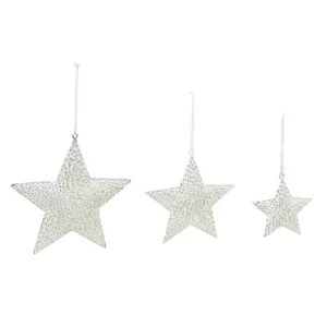 Evergreen 8 in. x 8 in. Metal Star Christmas Ornaments (3-Pack)