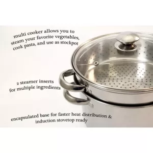 ExcelSteel 4-Piece 8 Qt. Professional 18/10 Stainless Steel Multi-Cooker with Lid