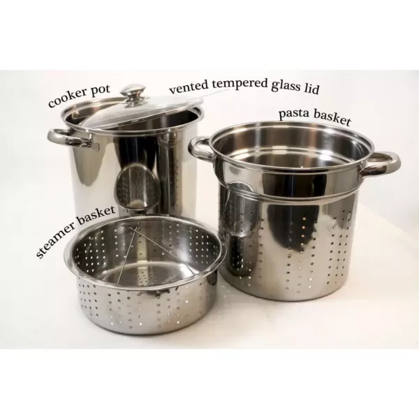 ExcelSteel 4-Piece 12 Qt. Professional 18/10 Stainless Steel Multi-Cooker with Lid