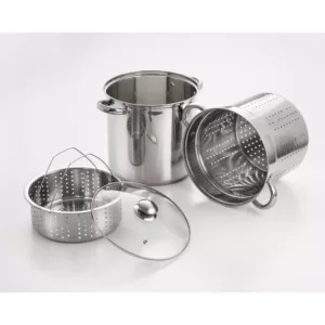 ExcelSteel 16 Qt. Professional 18/10 Stainless Steel Multi-Cooker with Lid (4-Piece)