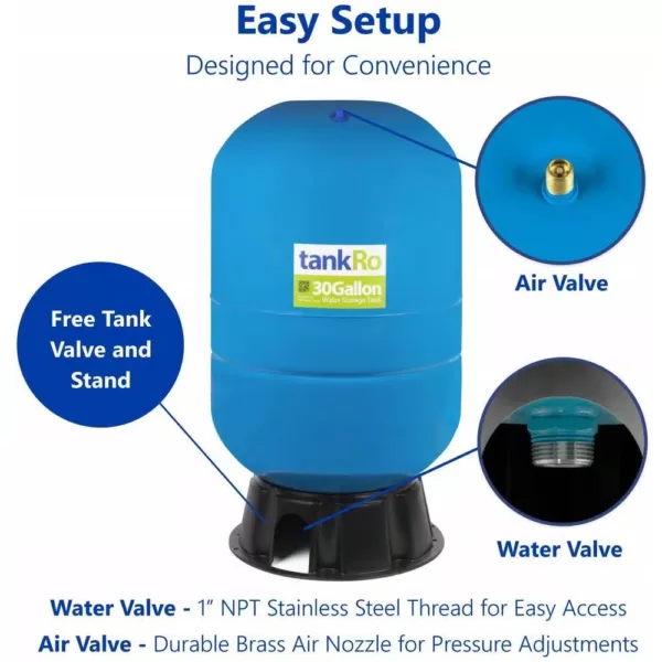 Express Water tankRO – RO Water Filtration System Expansion Tank – 30 Gallon Water Capacity – Reverse Osmosis Storage Pressure Tank