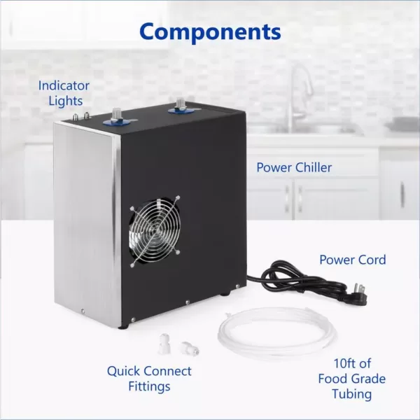 Express Water Adjustable Power Water Chiller Cooling Cold Water Dispenser Stainless Steel with Cooling Fan, Tubing, Fittings
