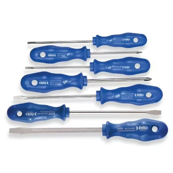Felo Blue 800 Slotted and Phillips Screwdriver Set (7-Piece)