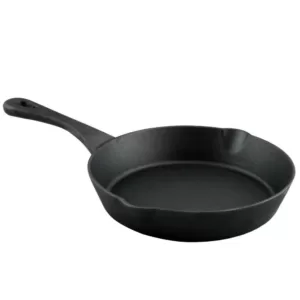 Crock-Pot Artisan 8 in. Cast Iron Skillet in Flat Black with Pour Spout