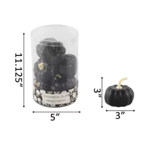 Flora Bunda 3 in. Halloween Black/Silver/White Plastic Pumpkins Fillers in PVC Gift Box (8-Pieces Per Box)