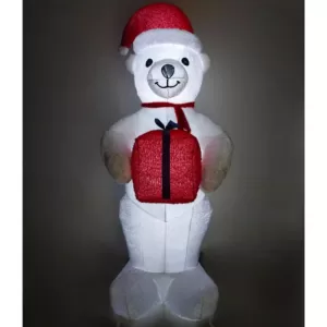 Fraser Hill Farm 8 ft. Pre-Lit Plush Polar Bear Christmas Inflatable