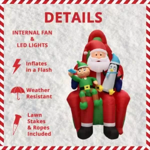 Fraser Hill Farm 10 ft. Pre-Lit Santa, Elf and Penguin Christmas Inflatable
