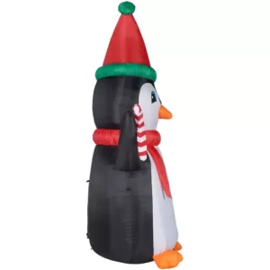 Fraser Hill Farm 10 ft. Penguin and Candy Cane Christmas Inflatable with Lights