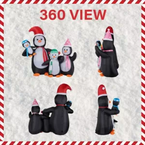 Fraser Hill Farm 10 ft. Penguin Family Christmas Inflatable with Lights