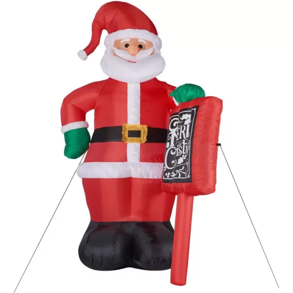 Fraser Hill Farm 10 ft. Santa Claus with Sign Christmas Inflatable with Lights