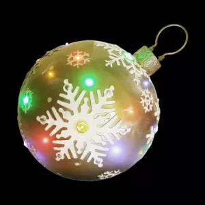 Fraser Hill Farm 1.5 ft. 24-Light LED Gold Ball Ornament with Snowflake Design