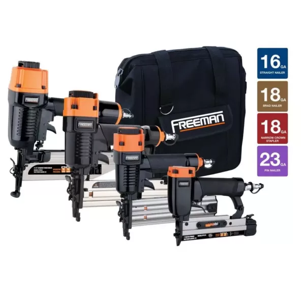 Freeman Pneumatic Finishing Nailer Combo Kit with Canvas Bag and Fasteners (4-Piece)