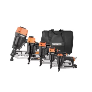 Freeman Pneumatic Framing and Finishing Nailers and Staplers Combo Kit with Canvas Bag and Fasteners (5-Piece)