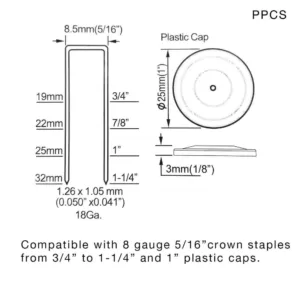 Freeman Pneumatic 18-Gauge 1-1/4 in. Plastic Cap Stapler with Canvas Bag and Plastic Cap Staples (1000-Count)
