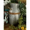 LITTON LANE 14 in. H Gray Galvanized Tin Decorative Milk Can with Rust Band Handles