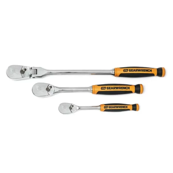 GEARWRENCH 1/4 in. and 3/8 in. Drive 90-Tooth Dual Material Teardrop Ratchet Set (3-Pieces)