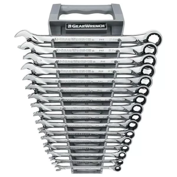 GEARWRENCH X-Large Ratcheting Combination Metric Wrench Set (16-Piece)