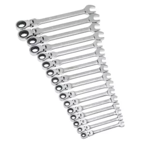 GEARWRENCH Metric Flex-Head Ratcheting Combination Wrench Set (16-Piece)