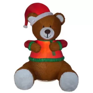Gemmy 8.5 ft. Animated Hugging Teddy Bear with Santa Hat Inflatable