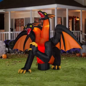 Gemmy 7.5 ft. Fire and Ice Two-Headed Dragon Halloween Inflatable with Animated Projection