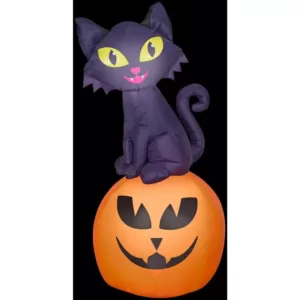 Gemmy 5.5 ft. H Cat On Pumpkin-SM Scene Halloween Inflatable