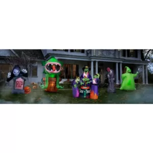 Gemmy 6 ft. Pre-Lit Inflatable Animated Projection Fog Effect-Fire and Ice-Shaking Reaper Scene (RRPm) Airblown