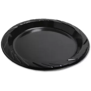 Genuine Joe 9 in. Black Disposable Plastic Plates (125 Per Case)