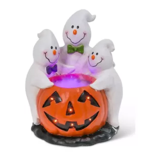 Gerson 22.24 in. H Magnesium Electric Smoking Jack-O-Lantern with Ghostly Trio