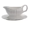 Gibson Home Caf Posh 15 oz.White Color Gravy Boat with Saucer