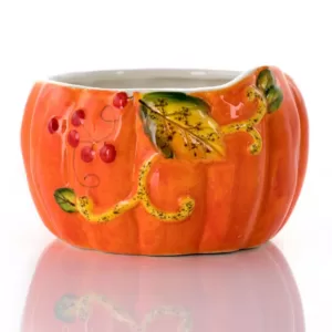 Gibson Home Stoneware Pumpkin Cookie Jar in Orange with Lid