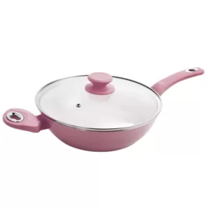 Gibson Home Plaza Cafe 3.5 qt. Aluminum Nonstick Saute Pan in Lavender with Glass Lid