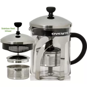 Ovente 2.5-Cup (20 oz.) Glass Tea Maker with Removable Stainless Steel Infuser and Free Measuring Scoop
